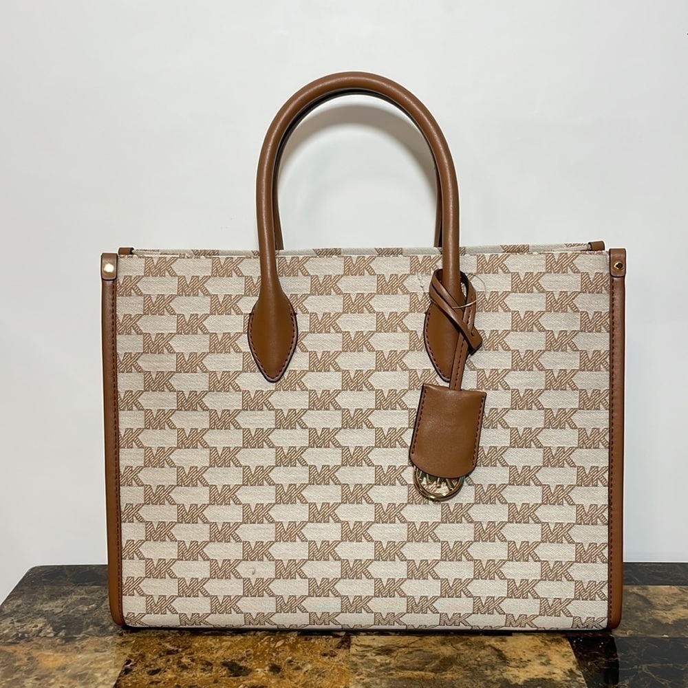 Michael Kors 🤎 Mirella tote bag MK print luggage Multi color - Picture 1 of 10